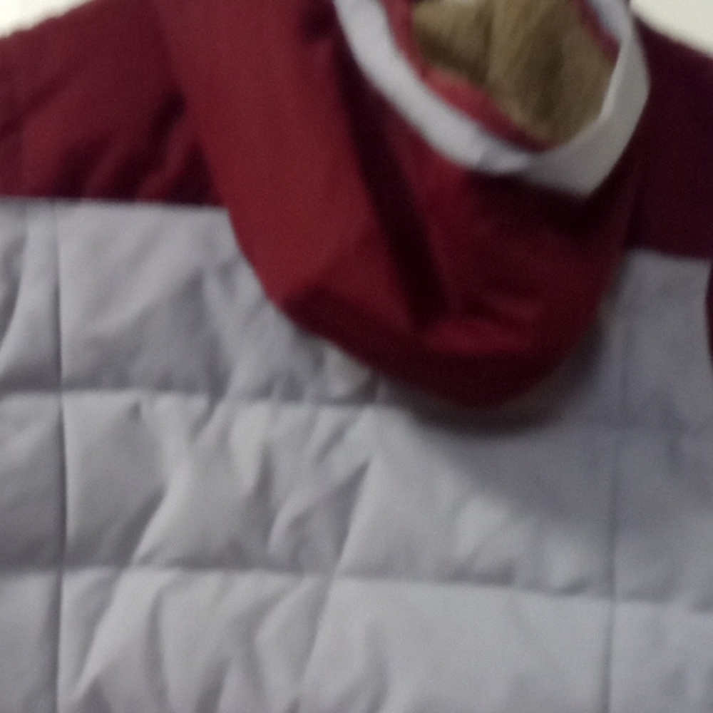 Columbia Gray Puffer Vest with Burgundy Hood - Picture 4 of 6